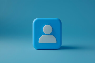 A simple blue icon featuring a user silhouette, representing a profile or user account on digital platforms.