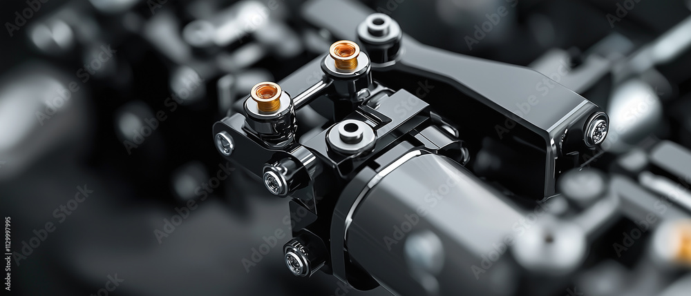 Fototapete Close up of robotic arms gripping components, showcasing precision engineering and advanced technology. metallic structure and intricate design highlight innovation in robotics