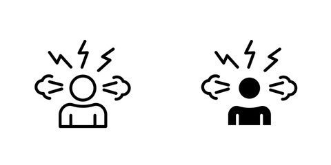 Anxiety outlined and solid icon vector collection.