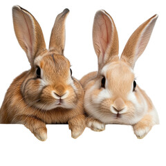 Obraz premium Two adorable rabbits close together.. transparent background