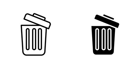 Bin outlined and solid icon vector collection.