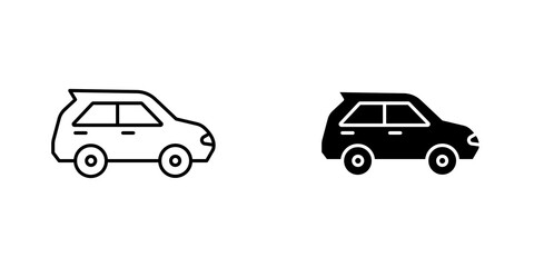 Fototapeta premium Car outlined and solid icon vector collection.