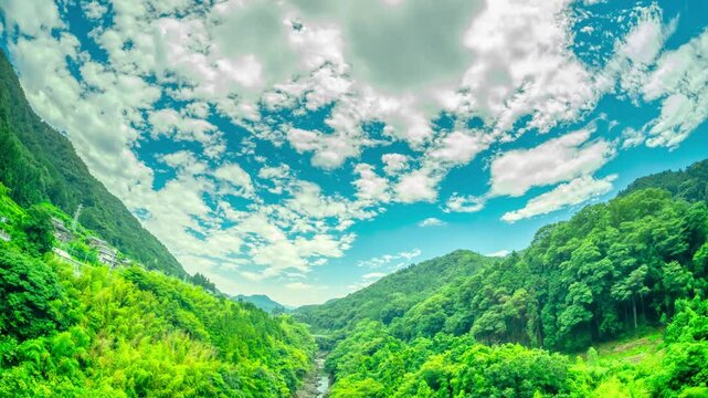 山梨県・桂川の渓谷　タイムラプス