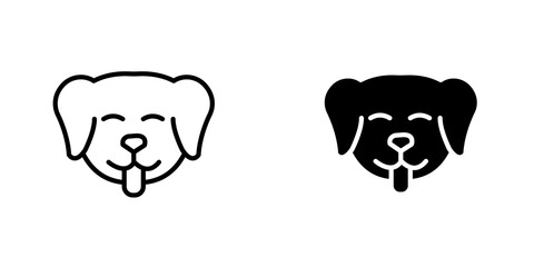 Dog outlined and solid icon vector collection.