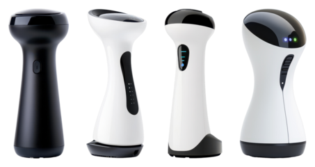 A collection of sleek, modern handheld devices designed for various purposes, featuring different shapes and colors.