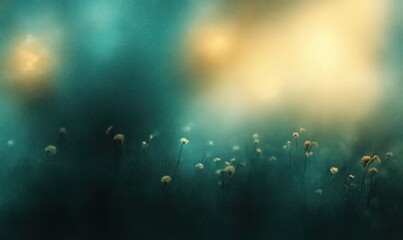 Abstract Dreamy Background in Soft Turquoise Hues with Ethereal Bokeh Effects and Gentle Backlighting