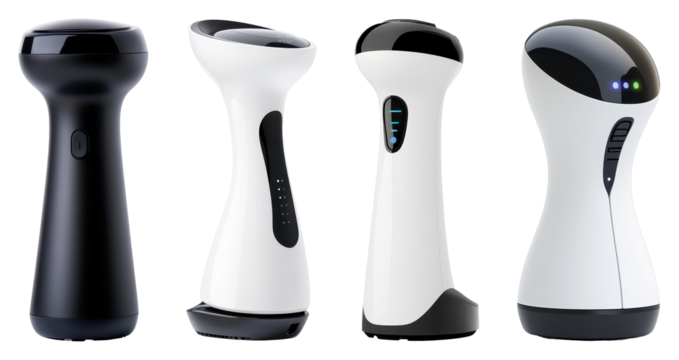 A collection of sleek, modern handheld devices designed for various purposes, featuring different shapes and colors.