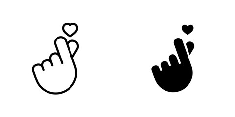 korean heart outlined and solid icon vector collection.