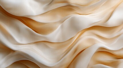 Obraz premium 95.A delicate collage of satin fabric in warm beige and light brown, with smooth, flowing waves and subtle highlights, creating a rich, luxurious texture perfect for backdrop designs and digital