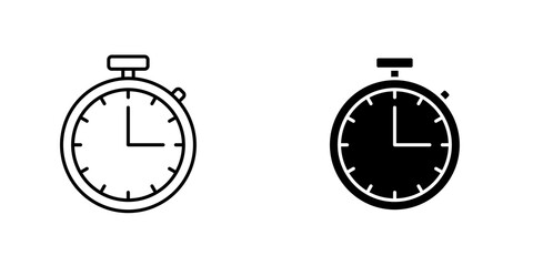 Fototapeta premium Timer outlined and solid icon vector collection.
