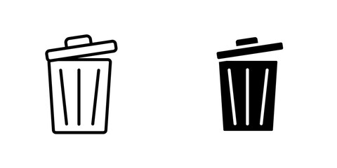 Trash outlined and solid icon vector collection.