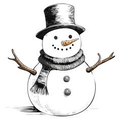 Snowman Sketch Christmas Celebration Decoration Winter Event Festival of X-Mas
