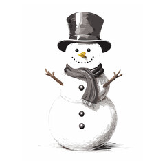 Snowman Sketch Christmas Celebration Decoration Winter Event Festival of X-Mas
