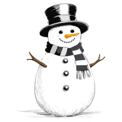 Snowman Sketch Christmas Celebration Decoration Winter Event Festival of X-Mas
