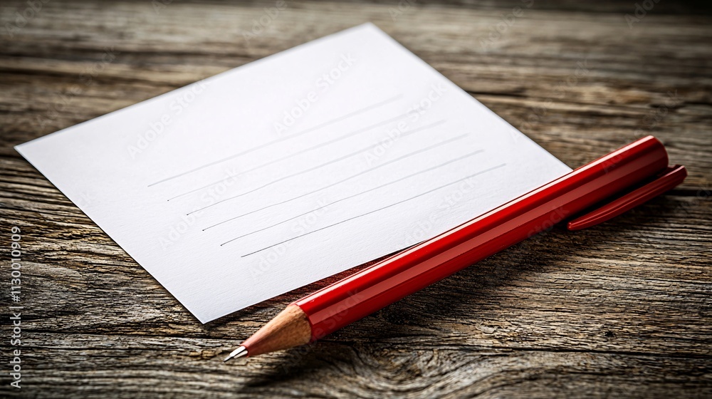 Poster A handwritten list of life goals displayed on a rustic wooden table Stock Photo with side copy space