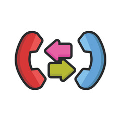 calls sign with outline in flat vector design.