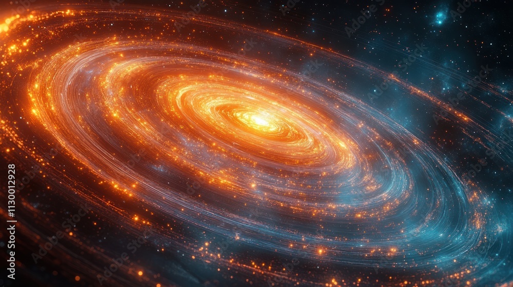 Poster futuristic quantum computing and cpu technology with intelligent processing in a cosmic digital land