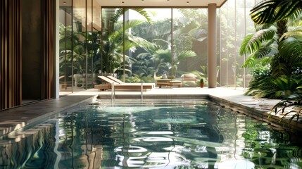 Fototapeta premium Elegant indoor pool with a sleek, minimalist design