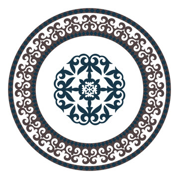 recommend clip art: Islamic Asian ornament frame, borders, decorative ornament, persian motiff frame in earth colors. Kazakh national ornament. For design dishes, vignettes, frame Mongols, Kyrgyz, Buryats, Kalmyk