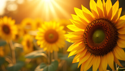 Obraz premium Golden Sunflowers with Rustic Textures
