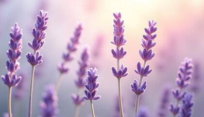 Obraz premium Delicate Lavender Sprigs on Soft Linen Background