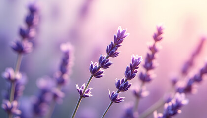 Obraz premium Delicate Lavender Sprigs on Soft Linen Background