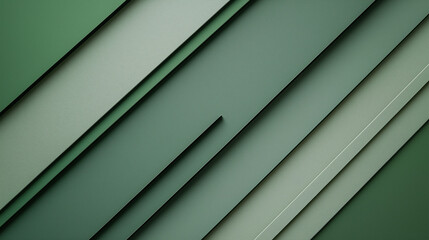 Obraz premium Abstract green layered geometric design with shadows.