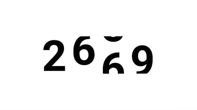 Happy New Year 2025 motion graphics featuring a white background. Numbers slide up and down smoothly, with 2025 prominently displayed in black. Celebrating the New Year