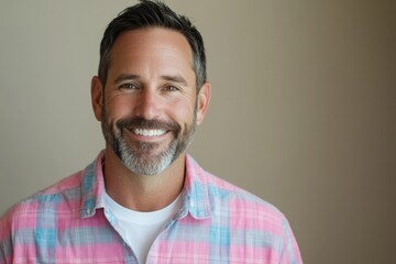 Obraz premium A cheerful man with a well groomed beard