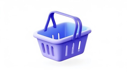 Fototapeta premium A simple, purple shopping basket with a handle, designed for carrying items during shopping trips.