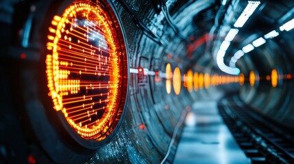 Fototapeta premium Monitoring Poisonous Gases in Confined Tunnel Space with Sensors on Digital Device
