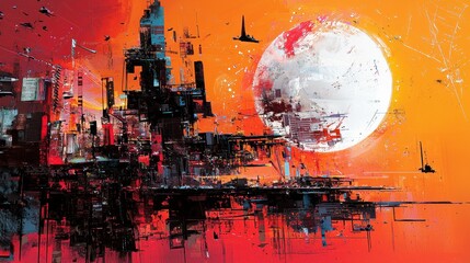 Obraz premium Fractured sky unveiling otherworldly dimensions in high fidelity futuristic landscape digital art surreal environment aerial view cosmic exploration