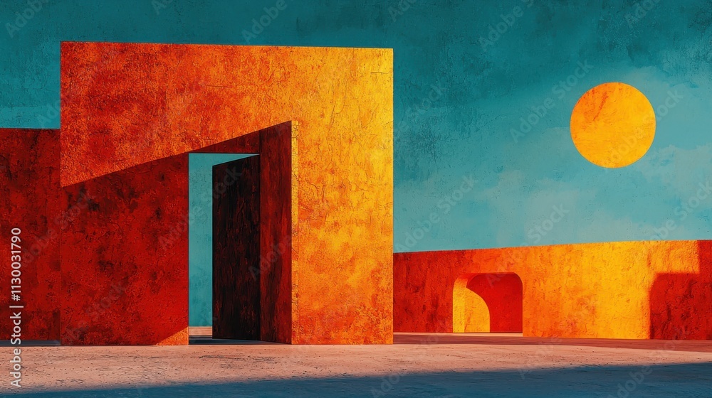 Poster reflective passage a high fidelity mirror of alternate reality in an abstract landscape environment