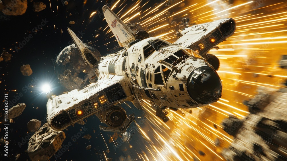 Poster Thrilling spacecraft journey through a dimensional vortex deep space high fidelity animation sci-fi universe dynamic perspective exciting visual concept