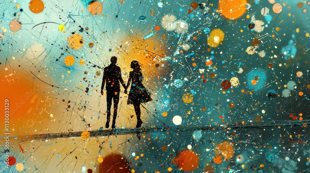 Poster Surreal collision of parallel dimensions abstract realm digital art vibrant environment perspective viewpoint high fidelity concept