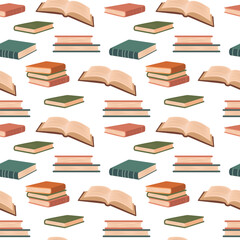 Seamless pattern with books. Vector background for your design. Can be used on wrapping paper, fabric, background for various images.