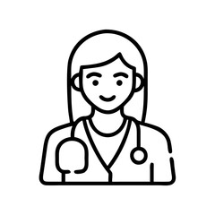 Obraz premium woman with stethoscope icon, womens day line art, women’s day icon - simple black line art icon of woman with stethoscope, symbolizing womens day celebrations womens day vector art 