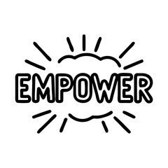 Obraz premium empower text icon, womens day line art, women’s day icon - simple black line art icon of empower text, symbolizing womens day celebrations womens day vector art 