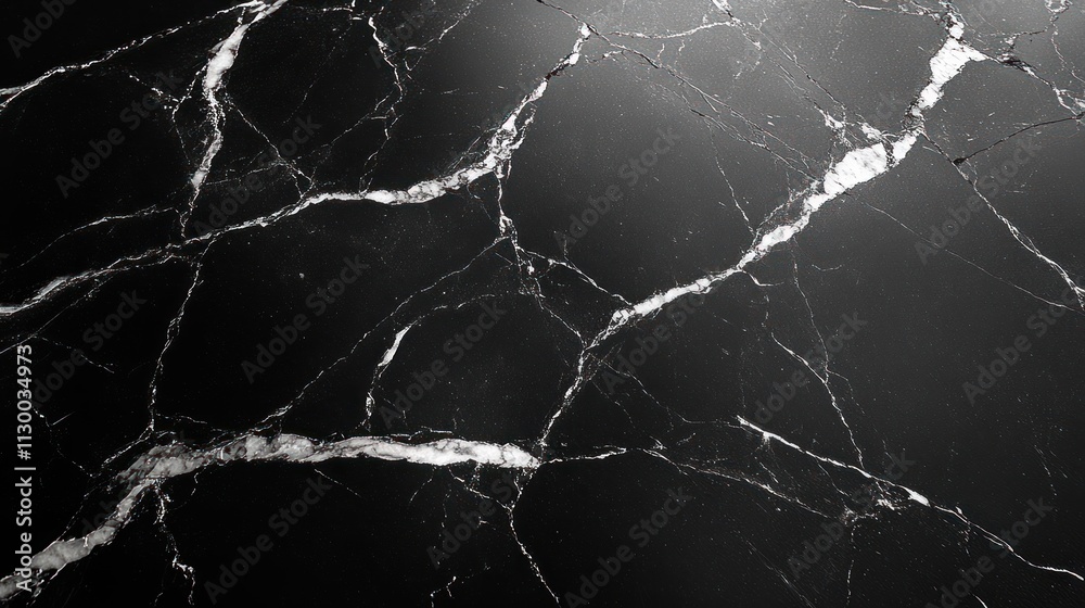 Poster black marble surface with white veining high resolution texture dramatic lighting minimalist composi