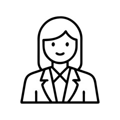 woman in business suit icon, womens day line art, women&rsquo;s day icon - simple black line art icon of woman in business suit, symbolizing womens day celebrations  womens day vector art 