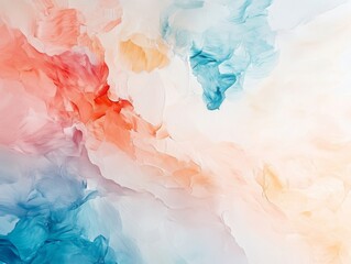 Fototapeta premium Abstract Painting: A Symphony of Peach, Teal, and White Hues.. Abstract Background. Pastel Illustration.