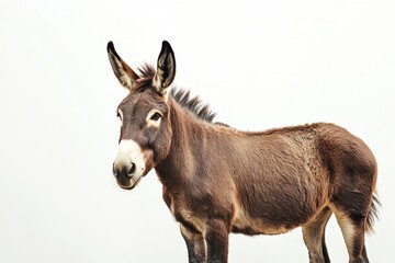 Fototapeta premium A donkey standing in front of a plain white background