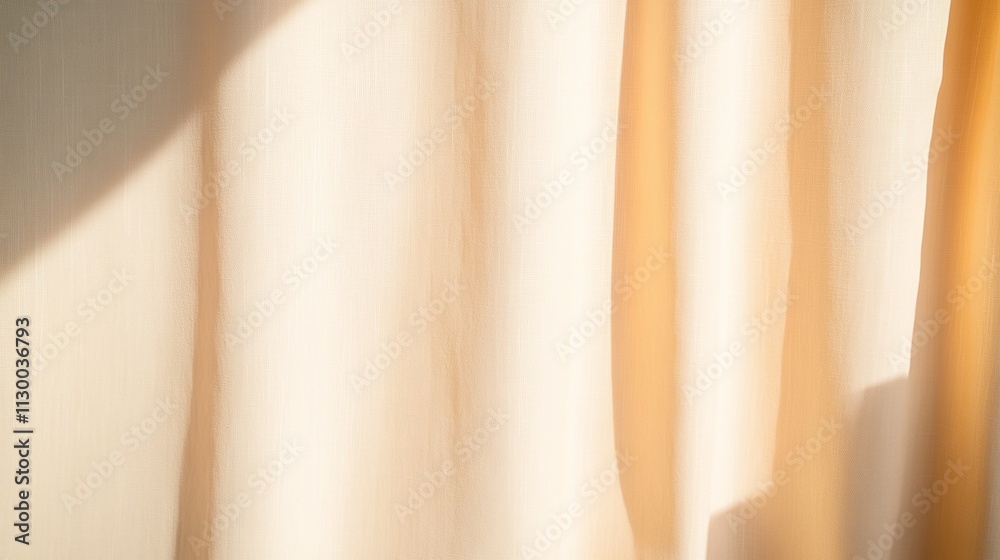 Poster Gentle Sway of Light on Textured Curtains Subtle Abstract Patterns
