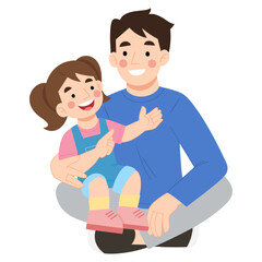 Illustration of a girl telling a story with her father