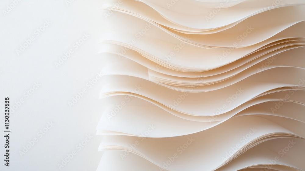 Aufkleber Cascading Paper Waves Abstract Translucent Layers in Soft Light