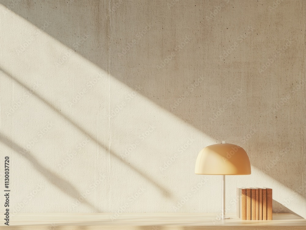 Poster warm minimalist library corner with soft light and shadows