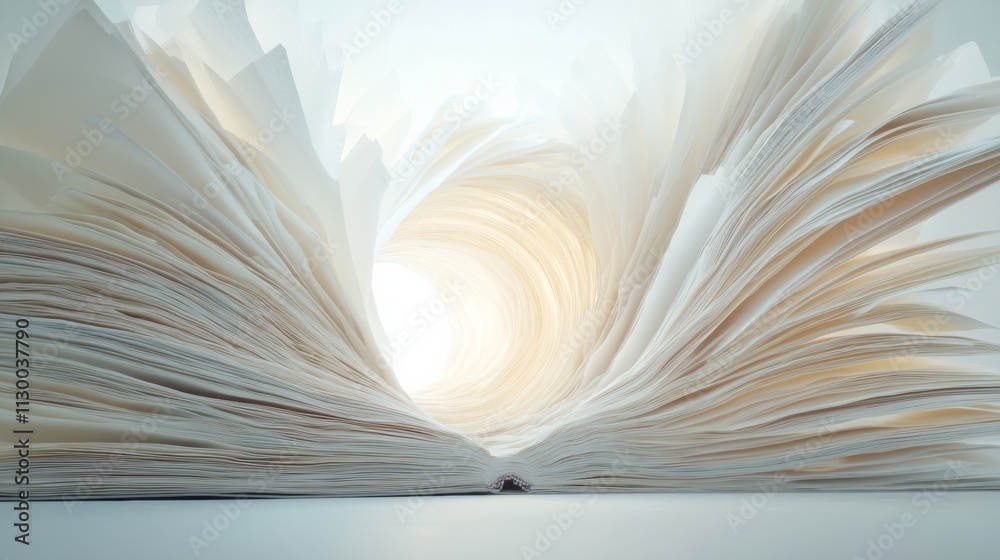 Poster surreal spiral of pages in ethereal study hall - global concepts and silent reflections