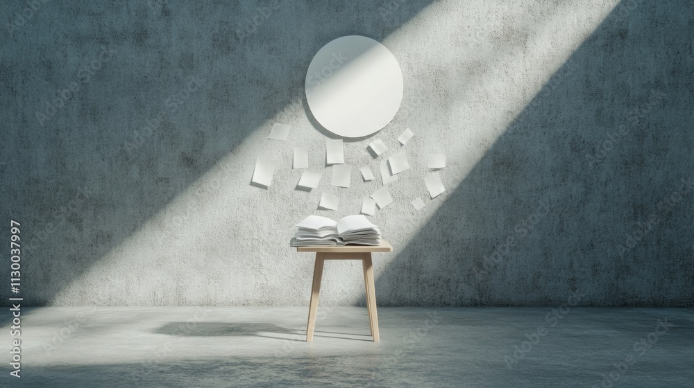 Poster Enigmatic Moonlit Study with Abstract Paper Patterns and Surreal Serenity