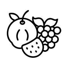 Obraz premium fresh fruit icon, spring line art, Spring icon - simple black line art icon of fresh fruit, symbolizing spring celebrations spring vector art 