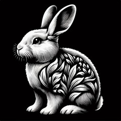 black and white rabbit